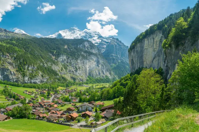 Lauterbrunnen village and valley plus Jungfrau