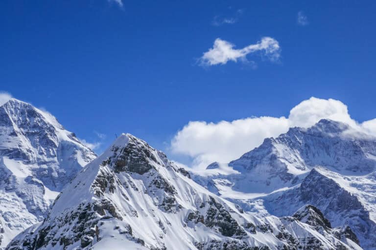 The Männlichen, Tschuggen and Jungfrau seen from Männlichen.