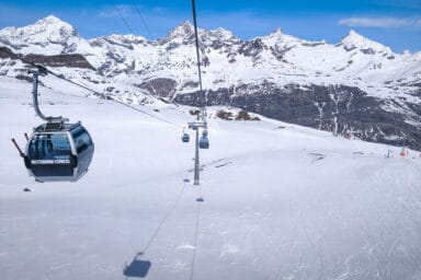 The gondola ride between Furi and Trockener Steg, high above Zermatt.