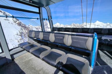 Interior of the Matterhorn Glacier Ride cable car.