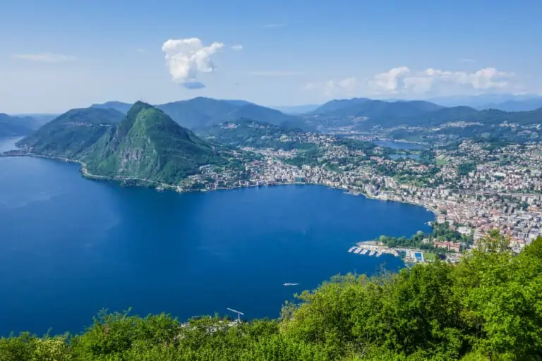 View over Lake Lugano and Monte San Salvatore from Monte Brè
