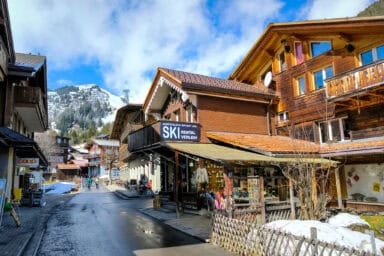 Shops on the main street in Mürren.
