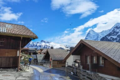 View north near the Schilthorn cableway station in Mürren.