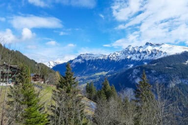 View north toward Schynige Platte and the Männlichen, near the train station in Mürren.