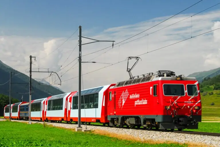 A Glacier Express train near Oberwald