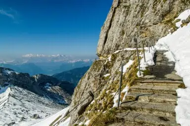 Bernese Alps seen from hiking path at Pilatus