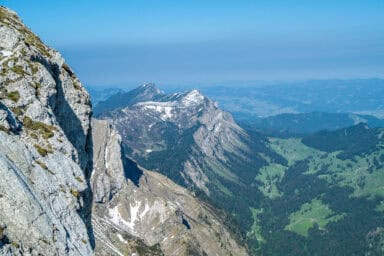 Panoramic view over the hills and plains of Central Switzerland from Pilatus.