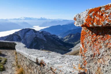 The Bernese Alps in the distance, seen from the viewpoint Esel at Pilatus.