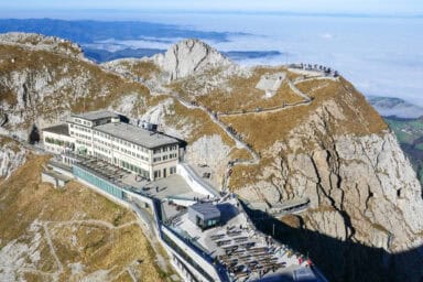 At the Pilatus Kulm mountain station you'll find hotels, restaurants, terraces and several viewpoints.