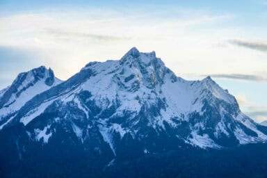 In April and May, the top of Pilatus can still be covered by snow.