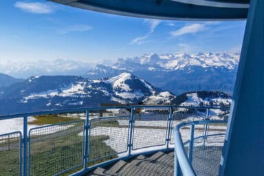 You'll have an even wider view of the Central and Bernese Alps from the transmission tower at Rigi Kulm.