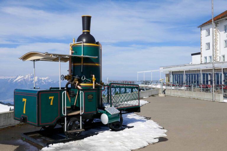 Old locomotive of Rigi railways at Rigi Kulm