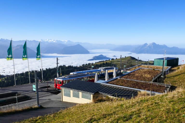 The top cogwheel train station "Rigi Kulm".