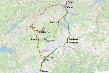 Zurich to Zermatt train routes