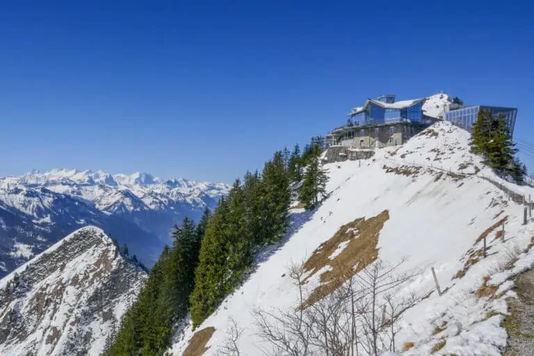 Stanserhorn cable car station and Bernese Alps