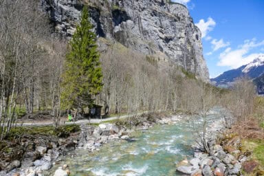 The river Lütschine next to Stechelberg, where the Schilthorn cable car valley station is located.