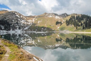 One of the lakes at Chrindi: a mid-station of the cableway from Erlenbach in the Simmen Valley to the Stockhorn.