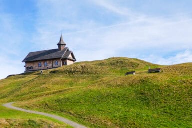 The Maria Hilf chapel on a gentle hill above the town.