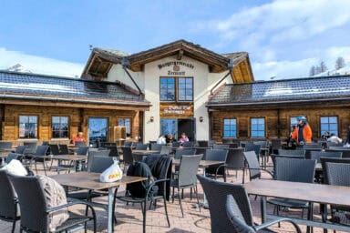 The restaurant and terrace at Sunnegga.