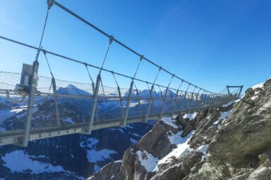 The thrilling "Cliff Walk" suspension bridge at Titlis.