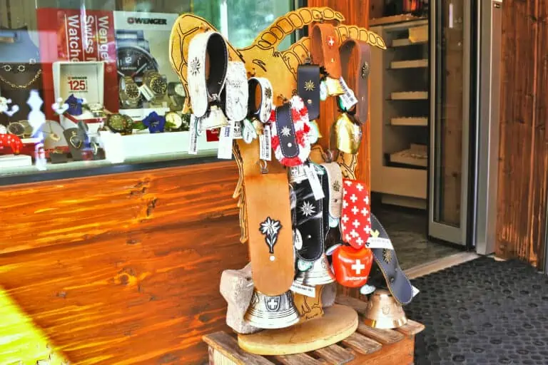 Swiss tourist shop with souvenirs