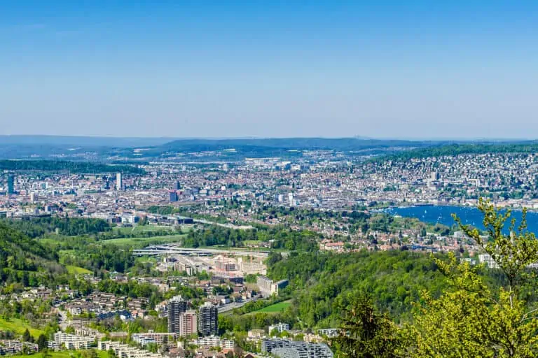 Zurich and its lake seen from Uetliberg
