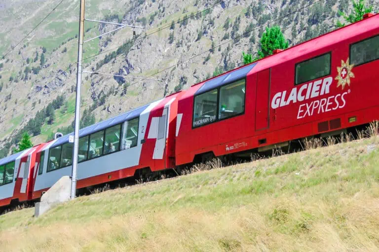 Glacier Express train in Val Bever