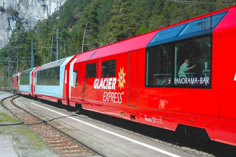 Glacier Express train at Versam-Safien