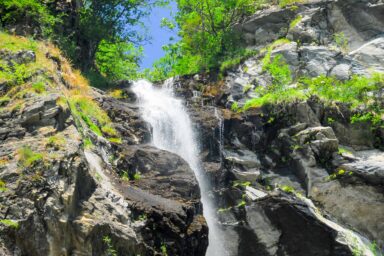 Parlongh waterfall above Promontogno on Via Bregaglia