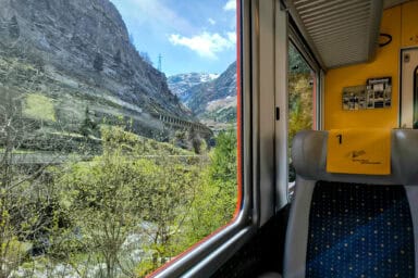 1st class seat on an MGB train between Visp and Zermatt.