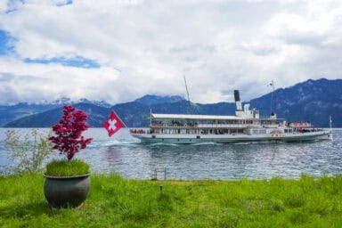 A steamboat at Weggis, which is on the northern shore of Lake Lucerne.