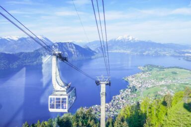 Lake Lucerne view from cable car between Weggis and Rigi Kaltbad