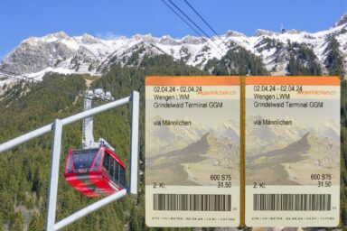 Cable car tickets for a ride Wengen-Männlichen-Grindelwald Terminal.