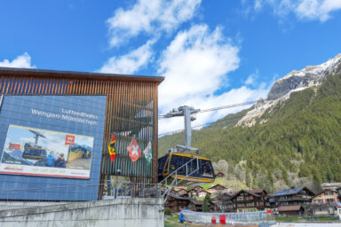 The Männlichen cable car valley station in Wengen.