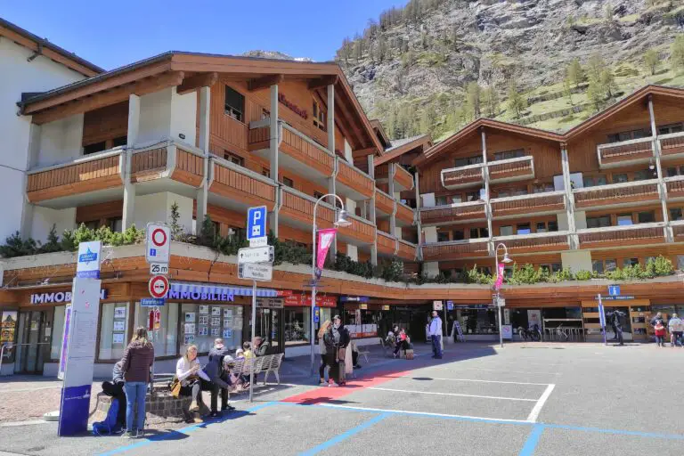 Chalets along main square in Zermatt