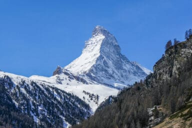 Matterhorn view from Zermatt in spring.