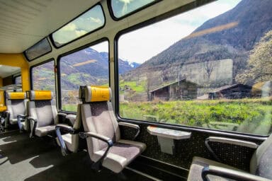 1st class coach on MGB train between Zermatt and Visp.