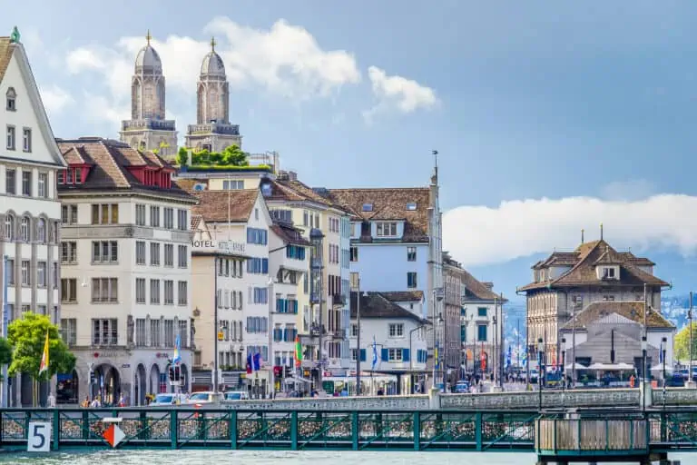 Old town of Zurich seen from the Bahnhofbrücke
