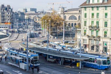 Tram stop Central in Zurich