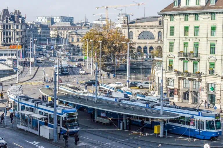 Tram stop Central in Zurich